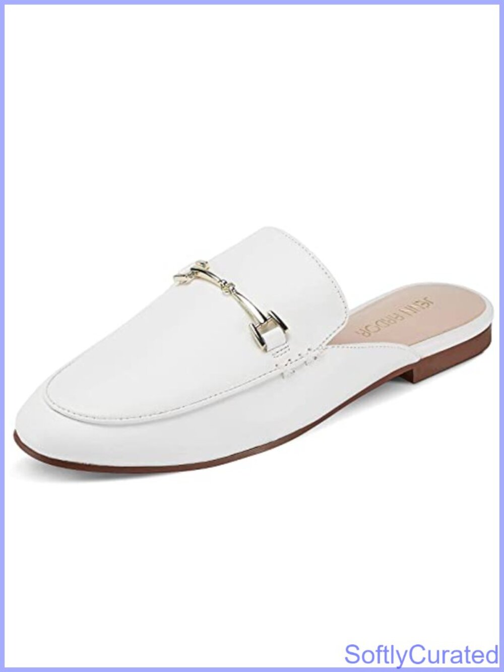 Pointed Toe PU Leather Mules Backless Slip On Flats Low Heel